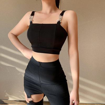 Pure color sling  umbilical camisole女式纯色吊带露脐吊带背心