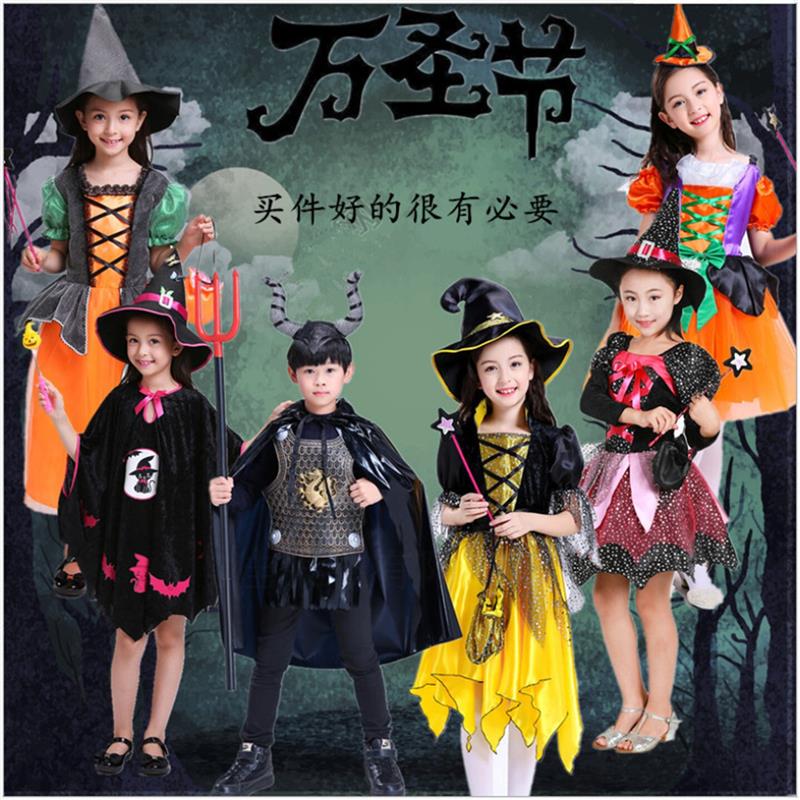 万圣节儿童服装女童cos服裙子演出服女童角色扮演小巫婆女巫派对