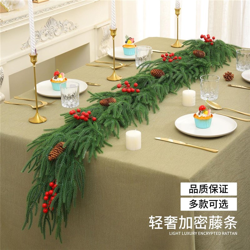 圣诞藤条圣诞节装饰品餐厅酒店楼梯扶手挂饰场景布置室内家里门挂