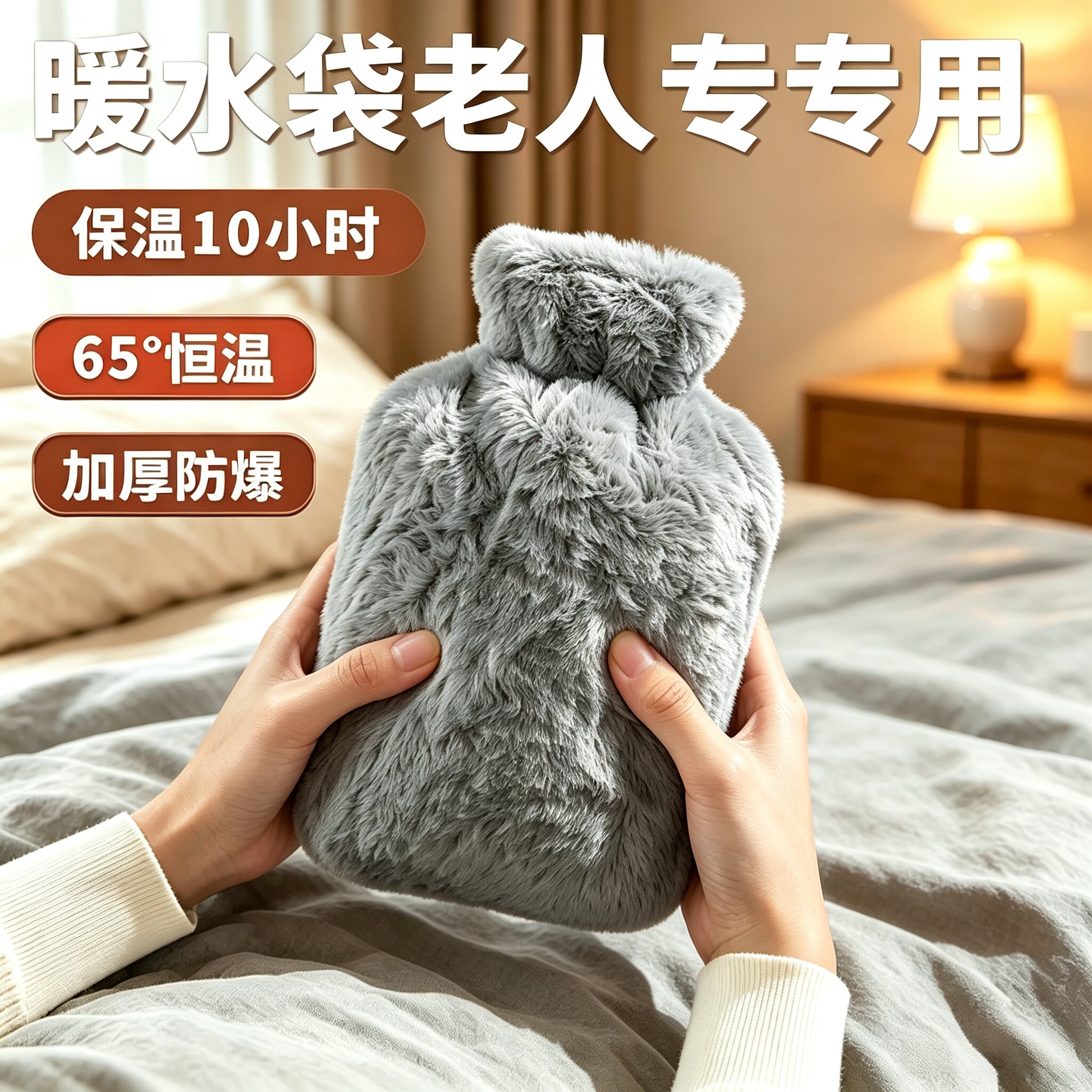 暖水袋老人专用注水冲水热水袋恒温加厚防爆热敷神器暖脚肚子被窝