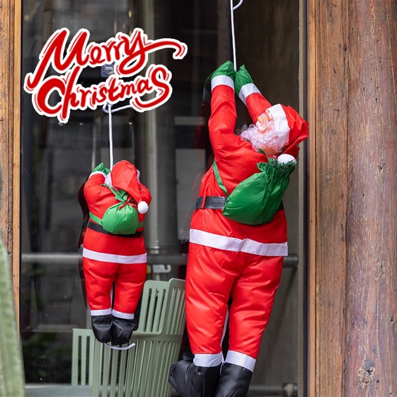 圣诞老人爬绳玩具爬梯充气公仔圣诞节装饰品橱窗圣诞树挂饰件户外