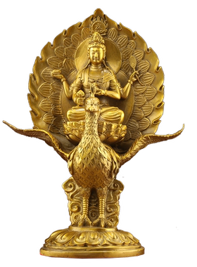 全铜孔雀明王佛母像客厅供奉摆件