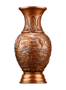 紫铜花瓶摆件插花干花瓶禅意装饰