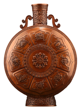 紫铜花瓶摆件插花干花瓶中式装饰