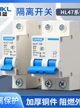 电闸刀开关HL47-125小型隔离开关1P2P3P4P63A漏电保护器断路器