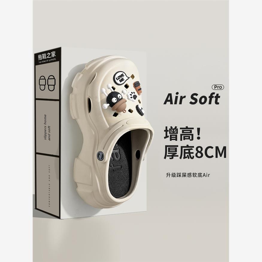 防滑沙滩鞋英国超厚底洞洞鞋子