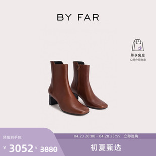 粗跟短靴女靴 Slava牛皮革拉链时尚 FAR