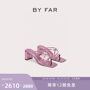 FAR June金属纹理羊皮革绑带蝴蝶结高跟凉鞋 礼物 女鞋