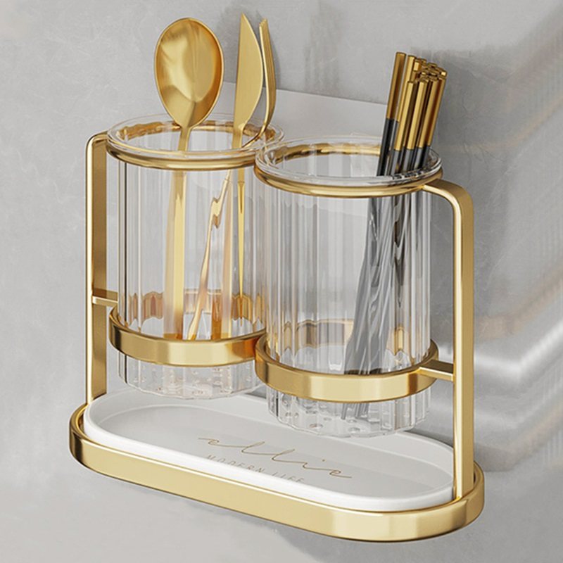 轻奢筷子置物架免打孔壁挂式家用筷子筒厨房沥水餐具收纳盒筷子篓