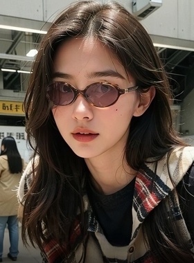 张元英同款玳瑁色书呆子太阳镜女