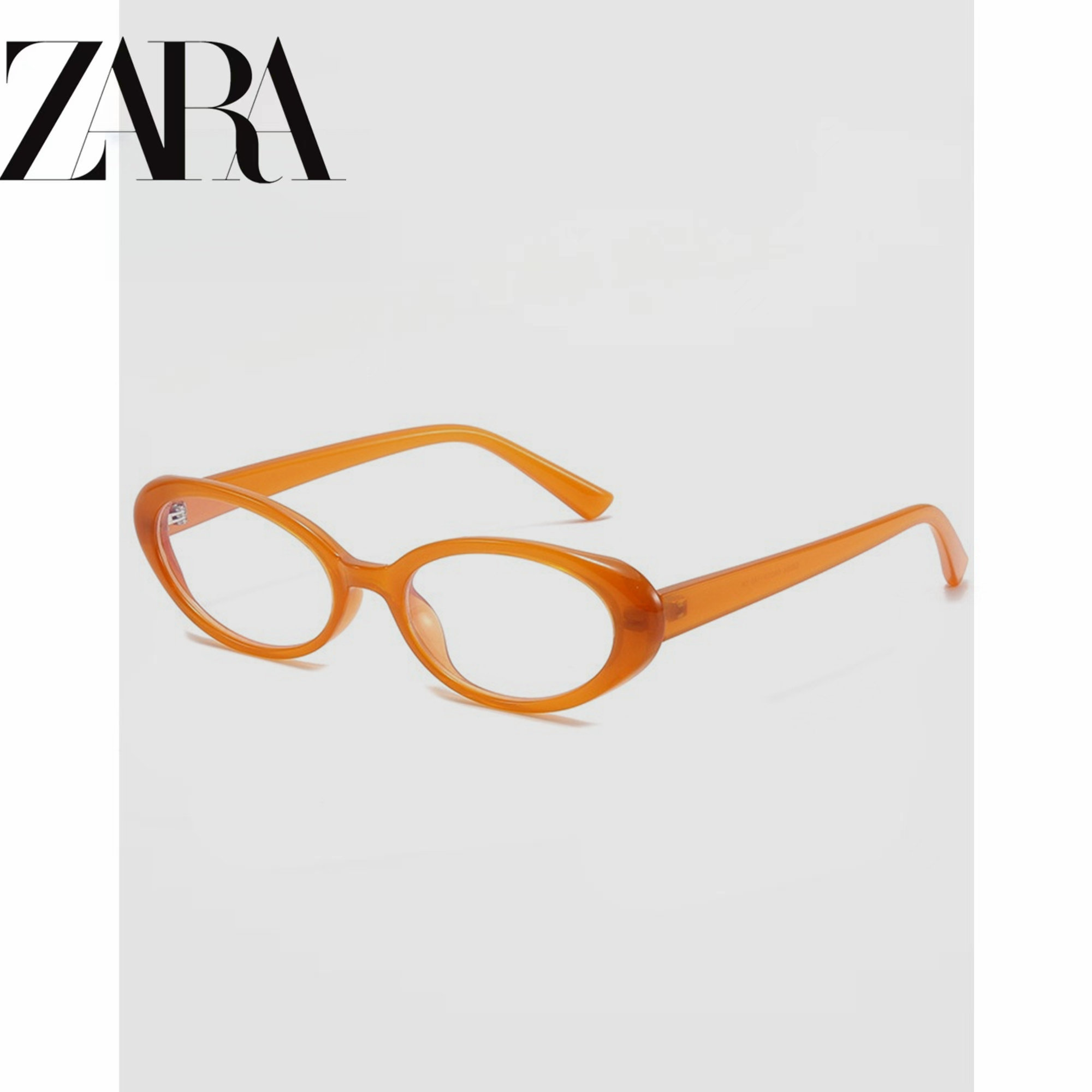 zara复古椭圆形茶色小脸小框眼镜女猫眼防蓝光高度数近视眼镜框架