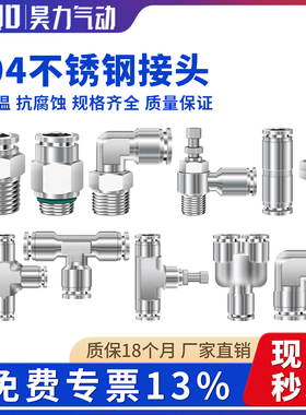 304不锈钢快插螺纹直通接头PC/PL/PV/PZA/PM/PU/PG/PE/PEW/PY/SL