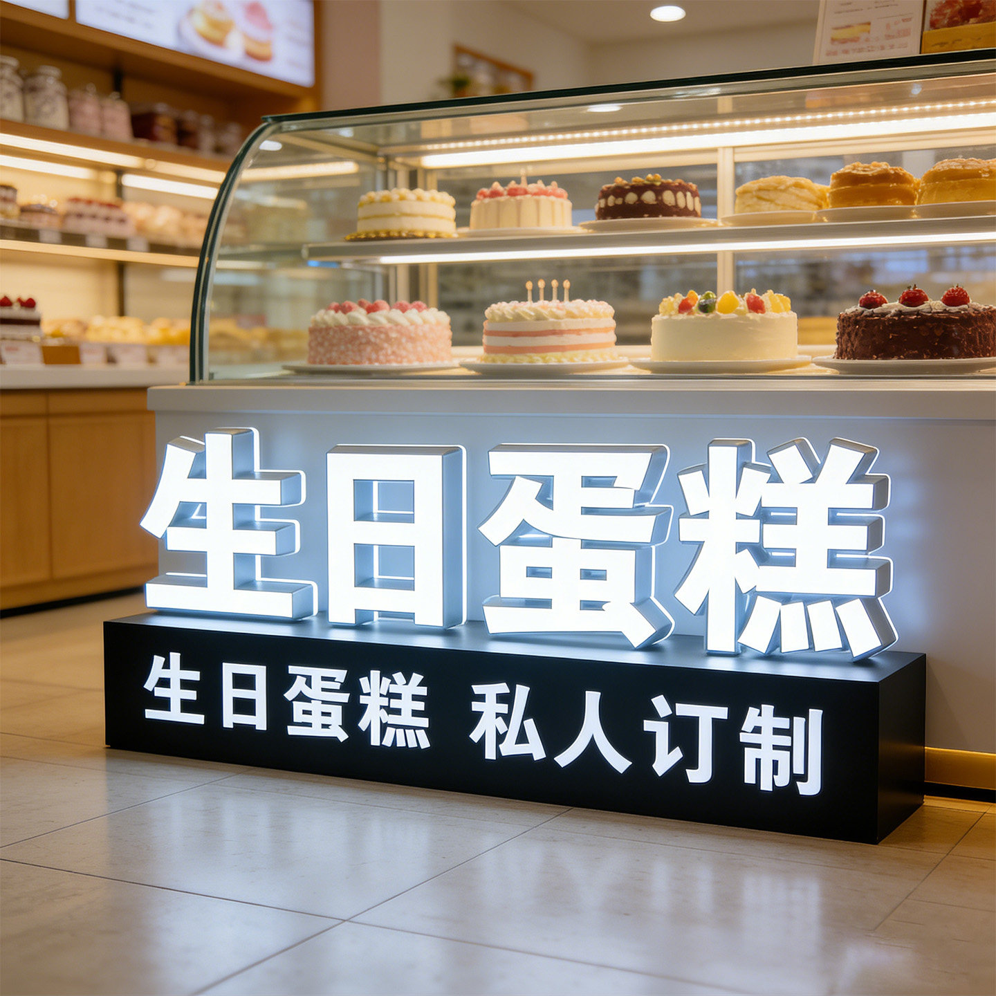 店铺亚克力材质落地发光字蛋糕奶茶水果店门头亮化吸引顾客可定制