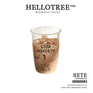 美国高硼硅透明玻璃杯女高颜值家用耐高温喝水杯子泡茶果汁杯ins