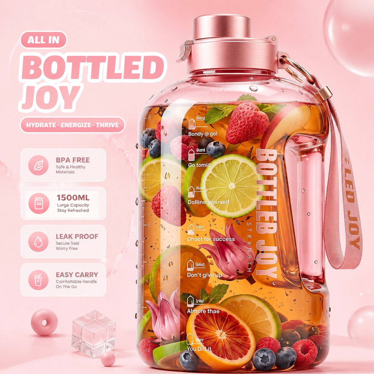 bottledjoy新型大容量水杯吨吨桶女生耐高温防爆1500ml蹲蹲杯正牌