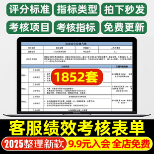 客服人员主管总监绩效kpl考核表电商淘宝天猫月度组长指标评估专