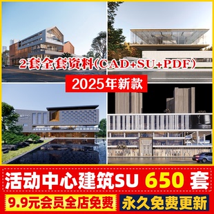 青少年社区服务大学生活动中心老年运动场馆体育馆学校建筑SU模型
