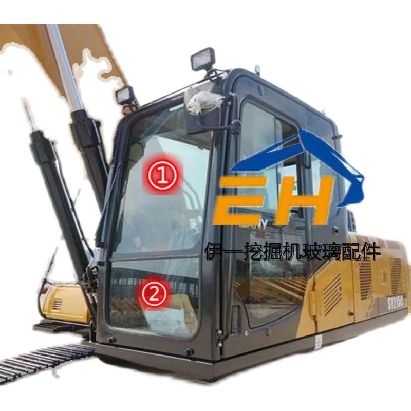 挖土机玻璃三一195 205 215 225-9前上下挡风门窗框大臂钢化玻璃