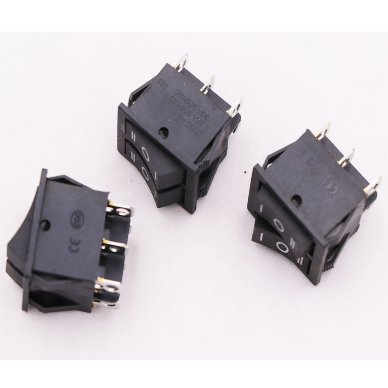 船型开关6脚三档双开关大功率电源按钮翘板按键KCD4家用电器配件