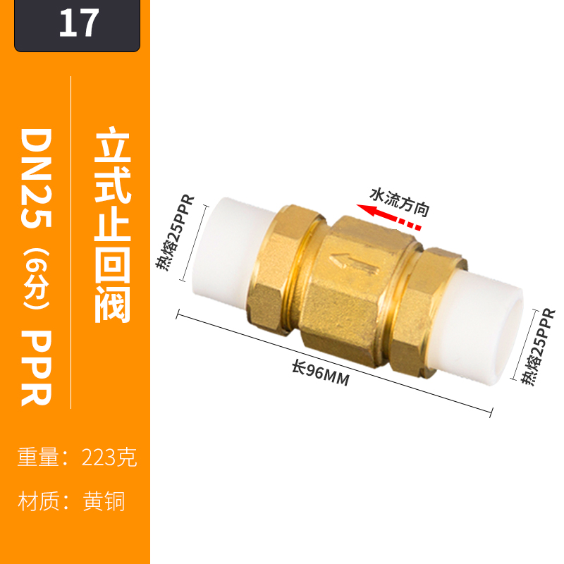 4分立式止回阀6分PPR水管单向阀1寸止流阀DN15 20 25 水表逆止阀