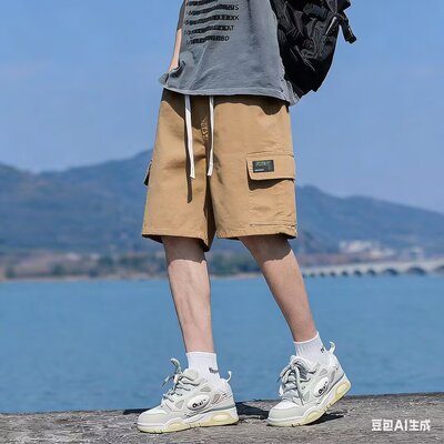 青少年工装短裤2026男士潮牌新款夏季薄款大码宽松休闲五分运动裤