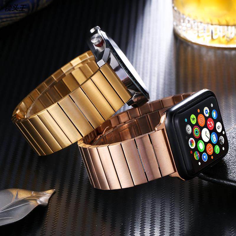 适用三星华为Applewatch智能手表带竹节一珠不锈钢金属表带