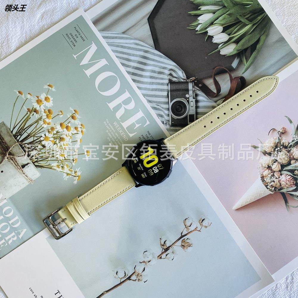 适用华为GT1/2三星gear S2/S3华米Amazfit1/2双面真皮表带20/22mm