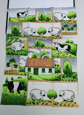 任意2件包邮绿色牧场动物纯棉盖布挂布画茶巾背景布餐巾装饰布