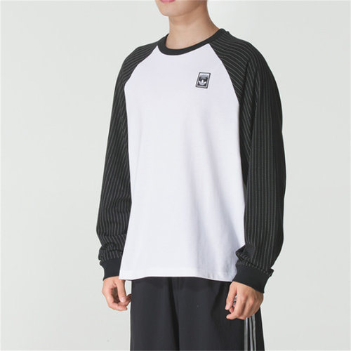 adidas originals WABASH品牌Logo宽松运动插肩长袖T恤男款KD1854
