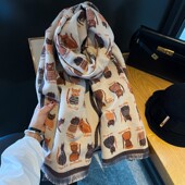 法国Cyrena 加厚保暖披肩 高档双面山羊绒围巾女冬季 Kaer 猫咪控