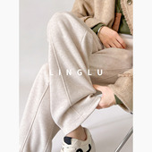 羊毛裤 加长秋冬加厚显瘦直筒香蕉裤 女外穿2026新款 加绒毛呢阔腿裤