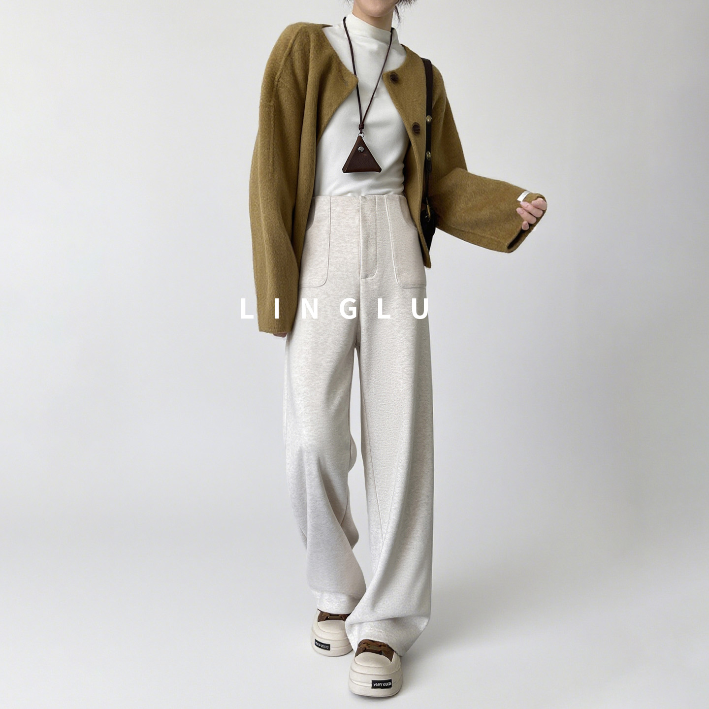 高腰通勤直筒西装阔腿裤女秋冬