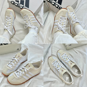Adidas阿迪达斯VS JOG 2.0女子经典复古休闲米白色运动鞋JI2435