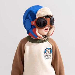 飞行员儿童帽子冬季滑雪男童加厚雷锋女童防风加绒保暖宝宝护耳