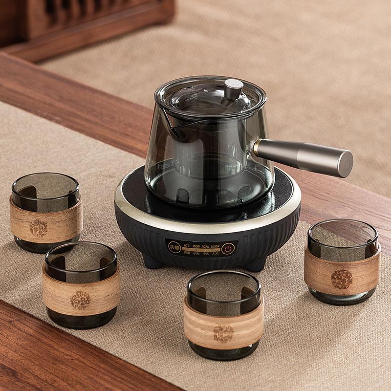 玻璃侧把壶煮茶器耐高温泡茶壶小型家用2024新款黑晶炉煮茶壶套组