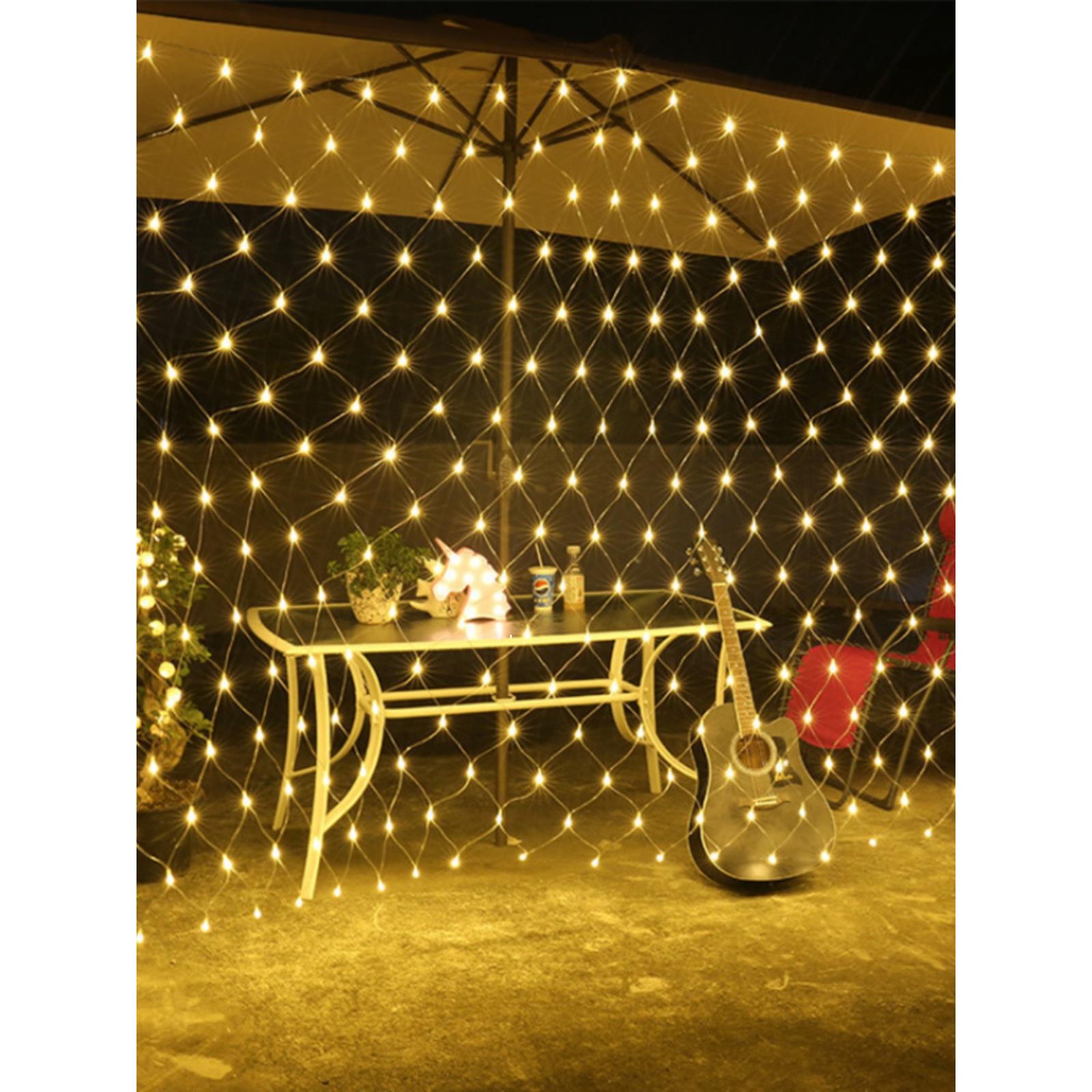 太阳伞网灯渔网灯星空网装饰太阳能网灯户外防水公园装饰led网灯