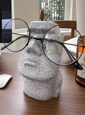创意小众抽象石人像眼镜支架摆件放眼镜托搁架办公室桌面装饰品