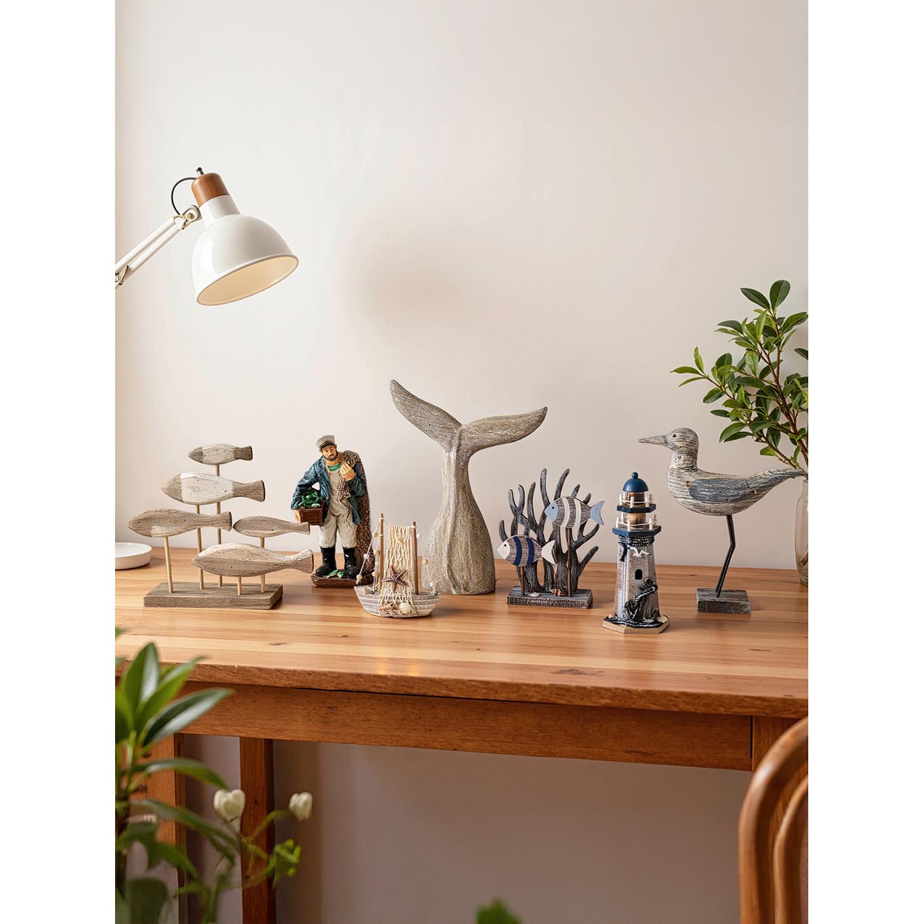 地中海风格鱼摆件鲸鱼尾巴海洋风格主题组合橱窗摆设拍摄道具装饰