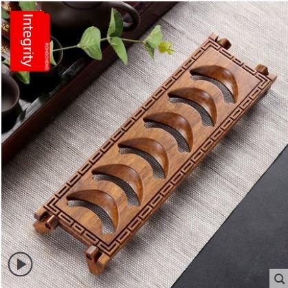 黑檀木茶杯收纳架单层实木晾杯架杯子置物架茶具沥水杯托茶道配件