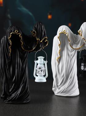 新款提灯法师摆件万圣节主题氛围装饰道具密室逃脱树脂恐怖摆设