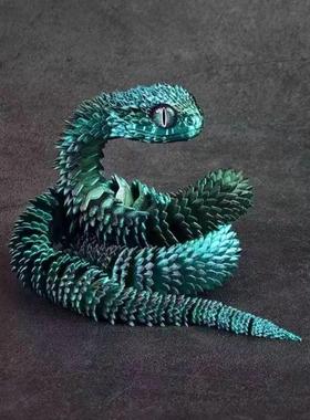 3d打印蝰蛇关节蛇活动玩具笔筒造景动物摆件潮玩居家车载装饰模型