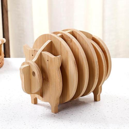 卡通创意隔热垫餐桌垫防烫砂锅垫竹水杯垫碗垫菜盘垫实木质耐高温