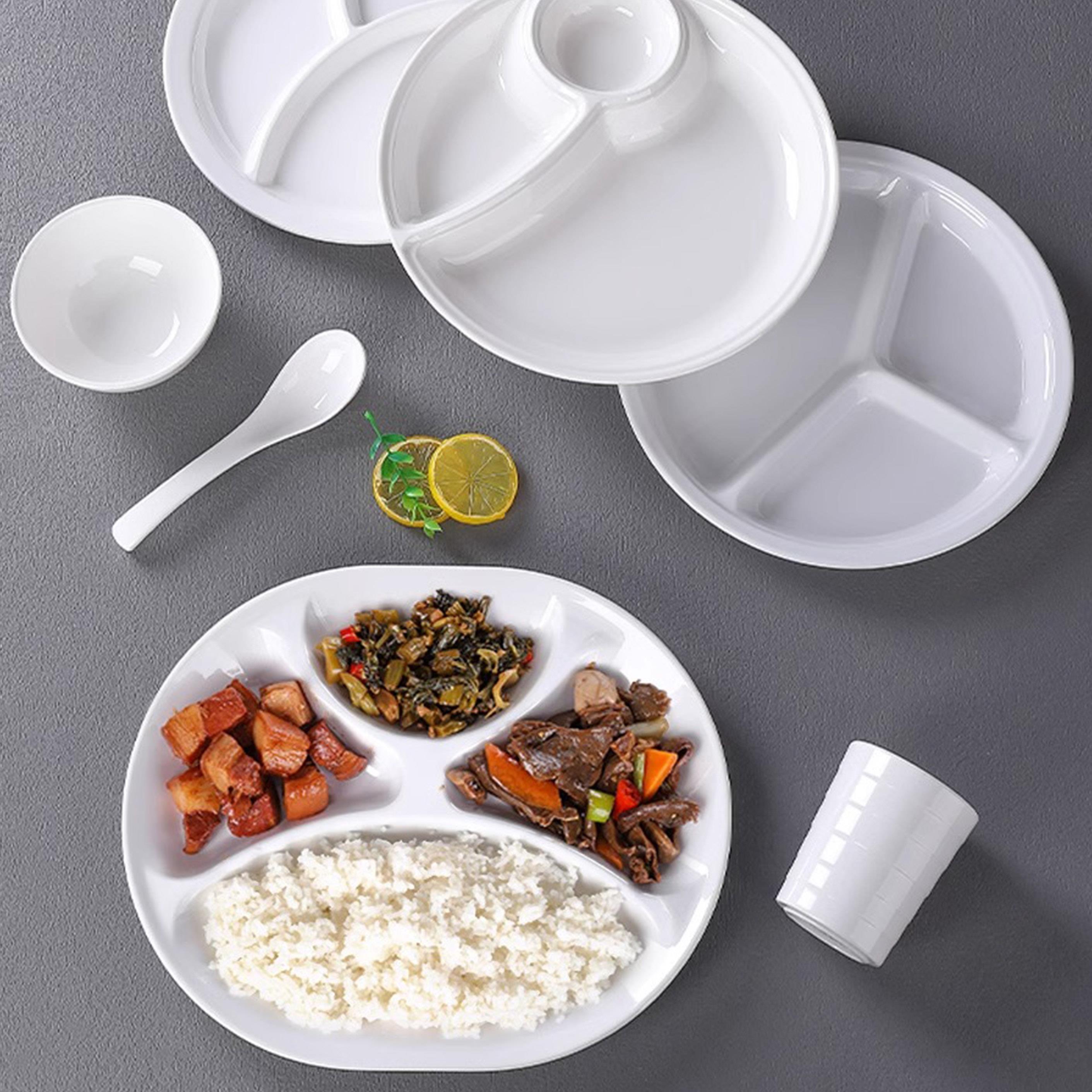 密胺餐具分格餐盘快餐盘工厂学校食堂专用餐盘商用塑料四格六格盘