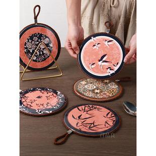 复古陶瓷隔热垫餐桌防烫锅垫法式中古风餐垫盘垫菜垫杯垫桌面装饰