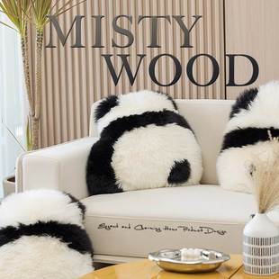 熊猫萌兰和花花背影抱枕可爱靠垫沙发客厅坐垫生日乔迁暖居礼物