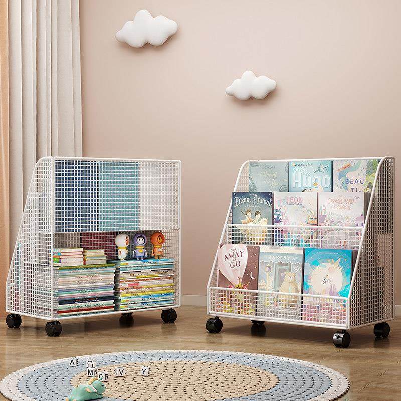 带轮书架落地置物架儿童绘本架书本收纳架阅读架书柜可移动小推车,住宅家具,书架,淘宝优惠券,粉丝福利购,淘宝优惠卷