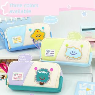 铅笔袋大容量男孩2025新利基无碰撞风格乳白色女孩耐污星垂直挎包学校季节铅笔盒日式学生高端可爱铅笔盒文具