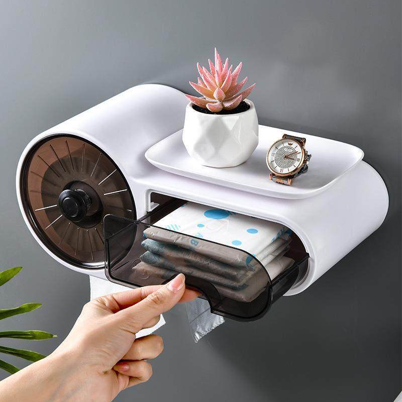 北欧风创意塑胶布巾盒壁挂式免打孔纸巾收纳盒多功能置物架卫生纸,收纳整理,纸巾盒,淘宝优惠券,粉丝福利购,淘宝优惠卷