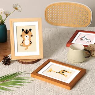 实木相框空框A4儿童画画框卡通幼儿园画画展水彩装裱油画画拼图挂