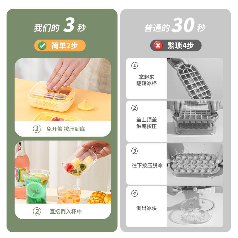 冰块模具按压冰格食品级储冰盒冰箱家用自制冷冻迷你小号辅食神器图片